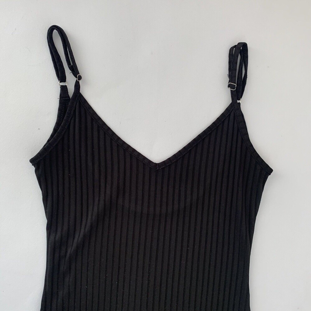Shein Bodycon Dress Womens Small Black Ribbed Cami Spaghetti Strap Stretch Basic - Picture 6 of 11